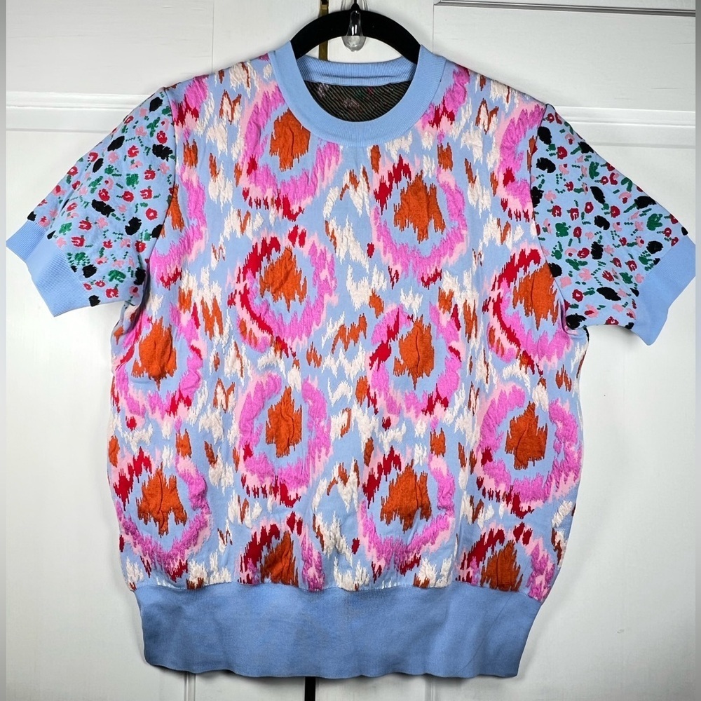 MARNI Floral textured Knitted Top Iris Blue Pristine Condition Size US 8 - Picture 2 of 13